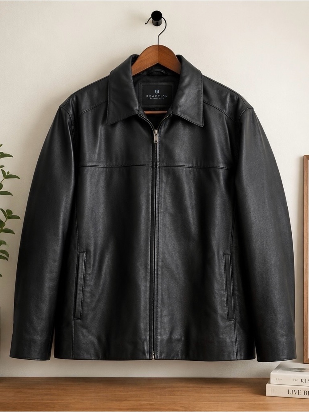 Kenneth Cole Reaction Genuine Leather Jacket Men’s XXL Black Soft Leather Coat